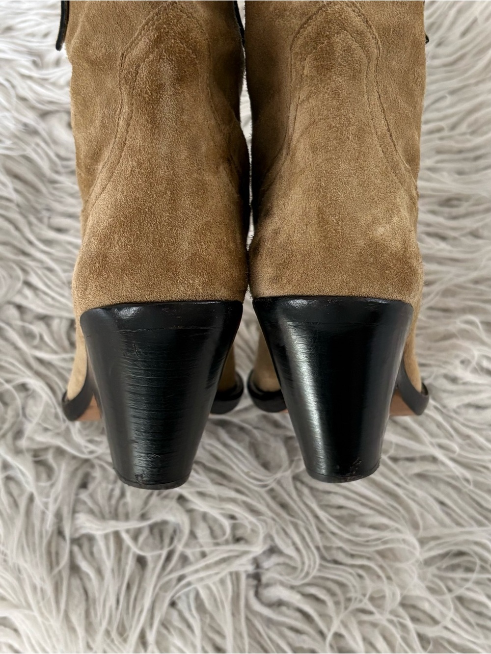 Isabel Marant Leyane Suede Taupe Western High-Heeled Cowboy Boots Size EU 39 - Picture 9 of 12